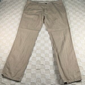 Lacoste Linen Blend Mens Chino Pants‎ Casual Trousers Khaki Size 38